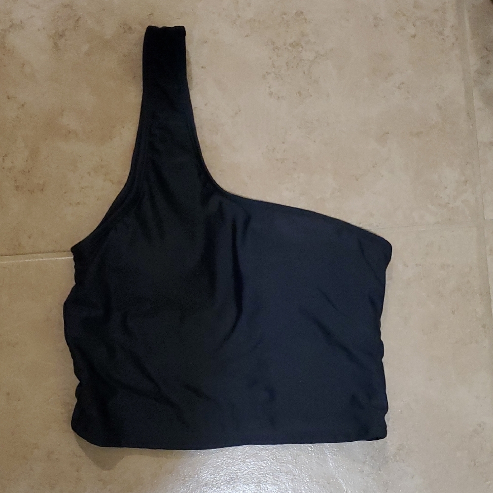 Coral Reef Black One-Shoulder Top